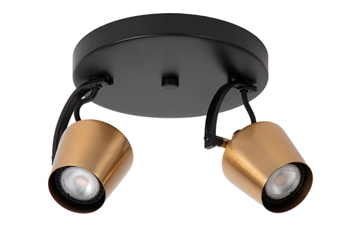 Lucide EMILE - Plafondspot - Ø 20 cm - 2xGU10 - Mat Goud / Messing - uitgezet